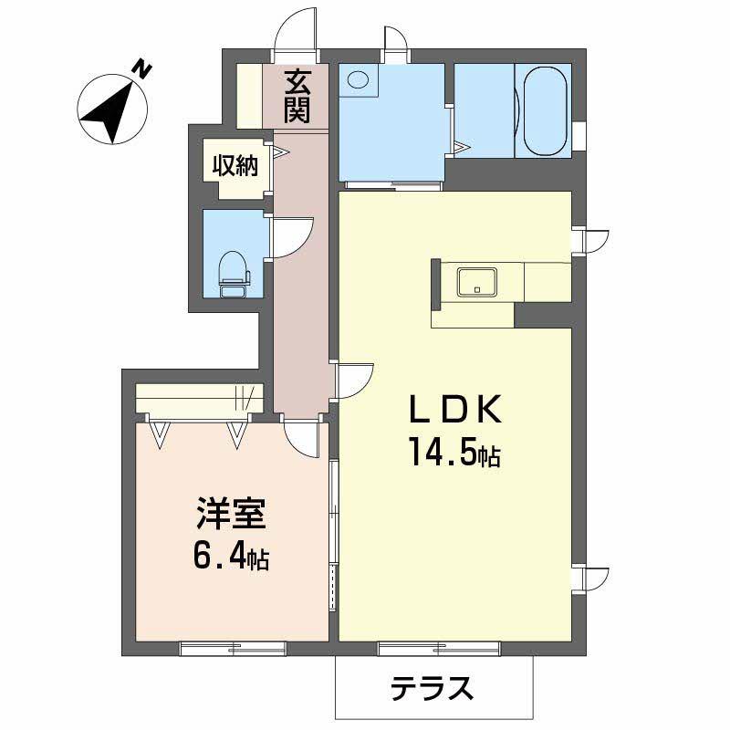 タウン表参道C棟(1LDK/1階)の間取り写真