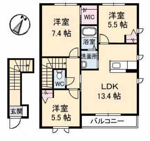 タウン表参道D棟(3LDK/2階)の間取り写真