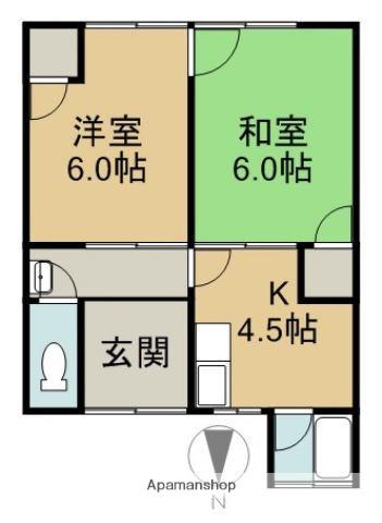 松原アパート(2K/1階)の間取り写真