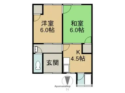 松原アパート(2K/1階)の間取り写真