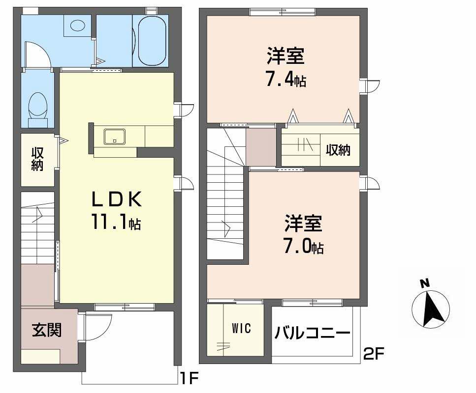 グランマスト郷 B棟(2LDK/1階)の間取り写真