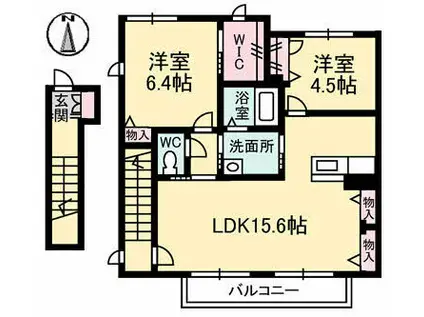 シャーメゾン上泉(2LDK/2階)の間取り写真