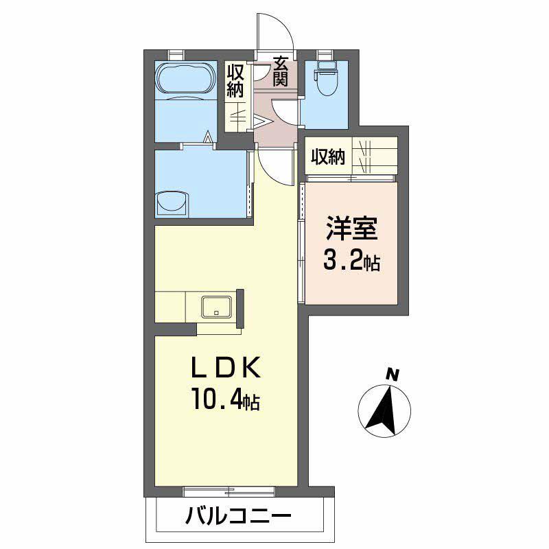シャーメゾンSK A棟(1LDK/2階)の間取り写真