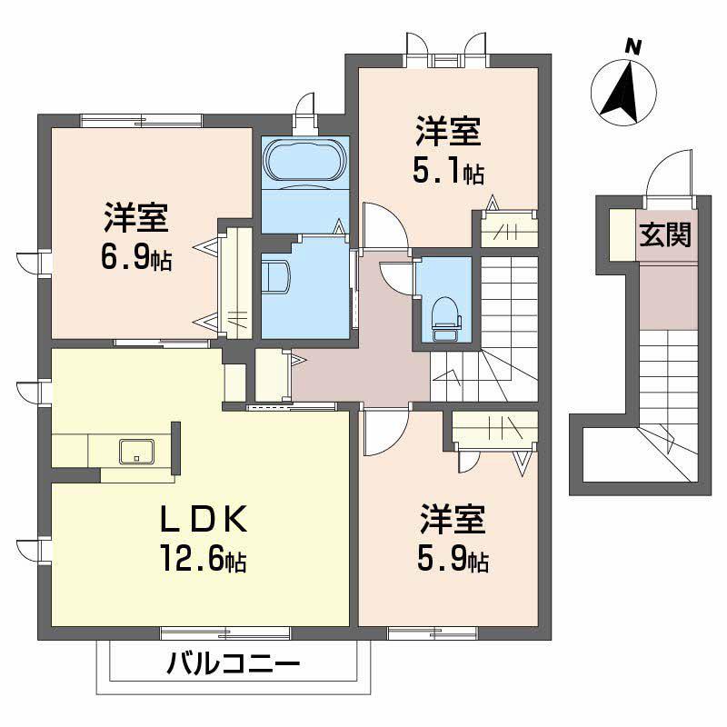 シャーメゾンアリス(3LDK/2階)の間取り写真