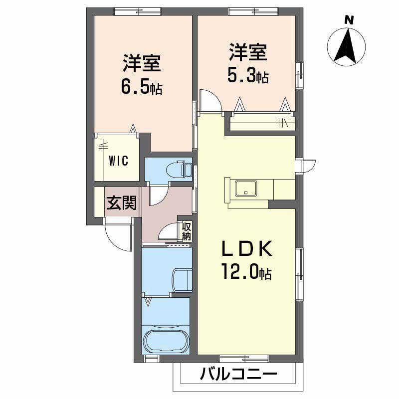 ファミーユ寿 B棟(2LDK/2階)の間取り写真