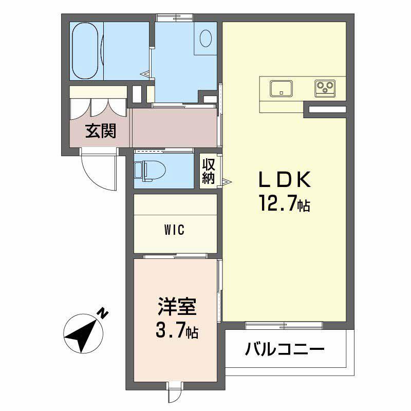 アルフラットⅠ(1LDK/3階)の間取り写真