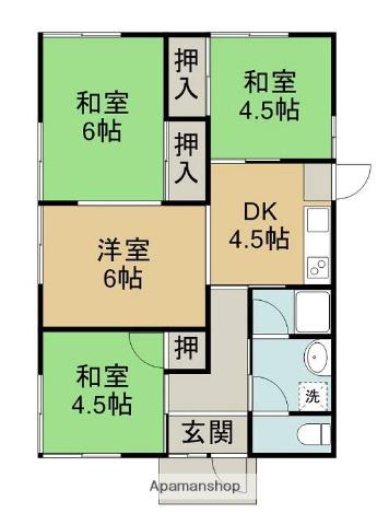 予讃線 多喜浜駅 徒歩37分 1階建 築51年(4DK)の間取り写真