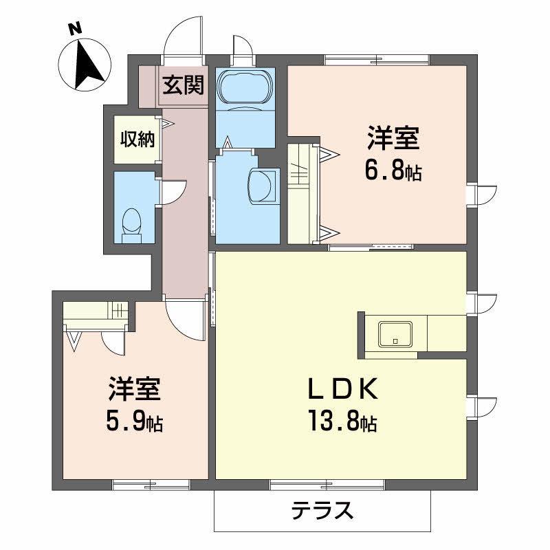 シャーメゾン秋桜(2LDK/1階)の間取り写真
