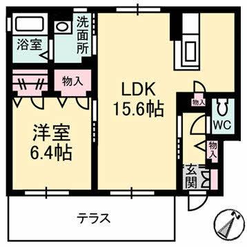サンライズSAKAI B棟(1LDK/1階)の間取り写真