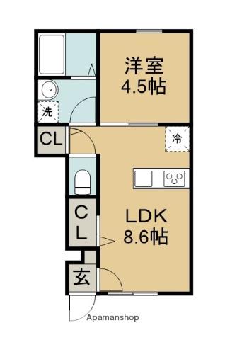 ベルグレイヴィア新居浜駅前Ⅱ(1LDK/1階)の間取り写真