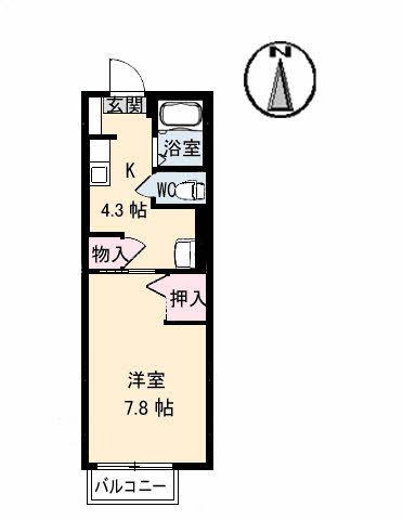 ドリーム・メゾン萩(1K/2階)の間取り写真