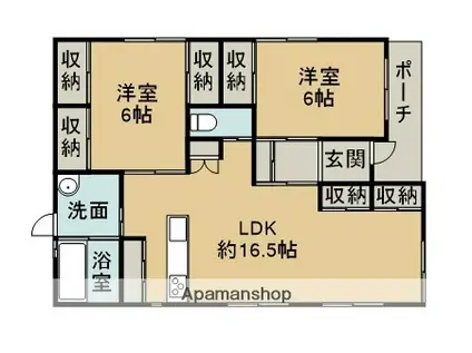 予讃線 新居浜駅 徒歩14分 1階建 築9年(2LDK)の間取り写真