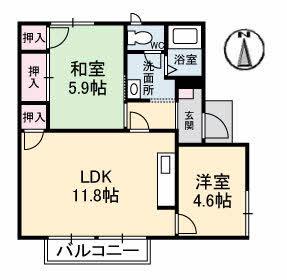 フレグランスいしや(2LDK/2階)の間取り写真