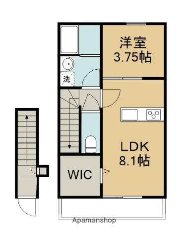 LUNA BIANCA TAKAGI B棟(1LDK/2階)の間取り写真