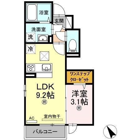 フルール ドゥ リリー(1LDK/1階)の間取り写真