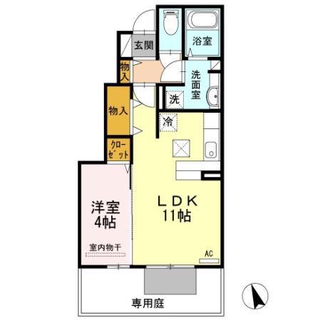 レトワール(1LDK/1階)の間取り写真