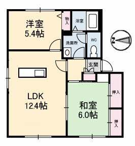 アークヒルズ中村G棟(2LDK/1階)の間取り写真