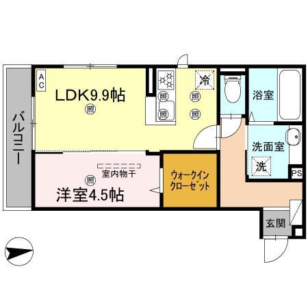 プランドール桜木(1LDK/2階)の間取り写真