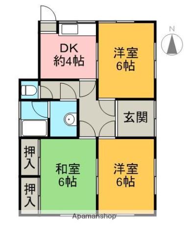 予讃線 新居浜駅 徒歩32分 1階建 築51年(3DK)の間取り写真