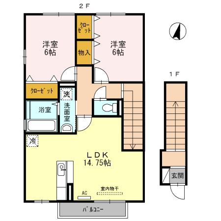 カサベルデ(2LDK/2階)の間取り写真