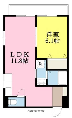 インペリアル志津川(1LDK/1階)の間取り写真