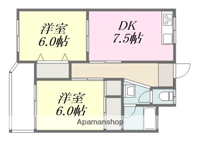 横田マンション(2DK/2階)の間取り写真