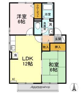 ガーデンコート B棟(2LDK/2階)の間取り写真