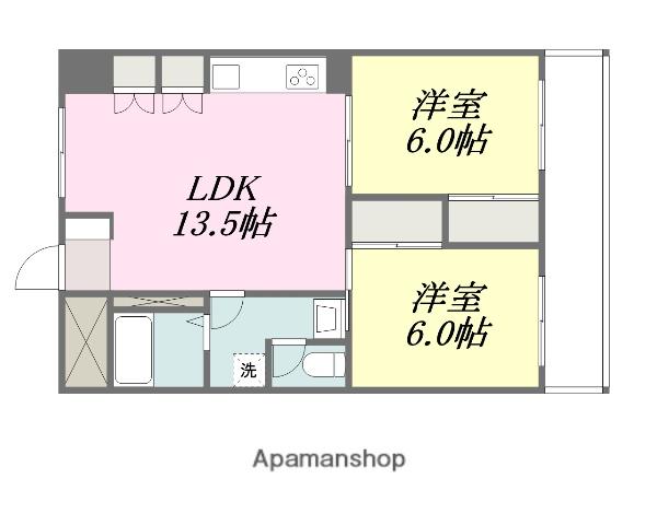 サンシャイン松山(2LDK/7階)の間取り写真