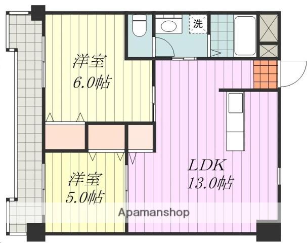 ハイム美沢(2LDK/7階)の間取り写真