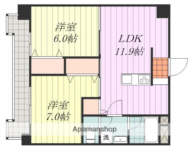 ハイム美沢(2LDK/4階)の間取り写真