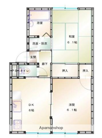 プレジール田中 B棟(2DK/1階)の間取り写真