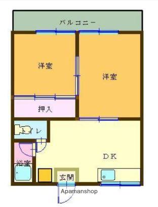 コーポ光(2DK/2階)の間取り写真