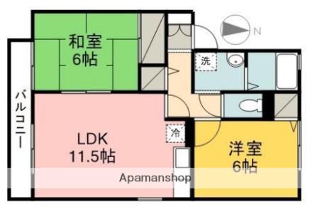 セゾン・ド・フローレス B(2LDK/2階)の間取り写真