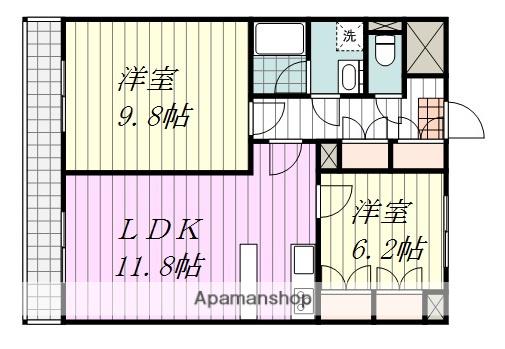 天山ガーデンハウス(2LDK/6階)の間取り写真