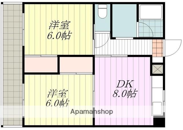 ユーキハイツ(2DK/5階)の間取り写真