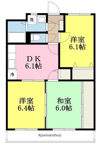 ユーミー乃万Ⅱ(3DK/2階)の間取り写真