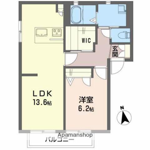アピア古川北(1LDK/2階)の間取り写真