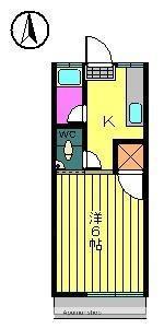 コーポいながき(1K/2階)の間取り写真
