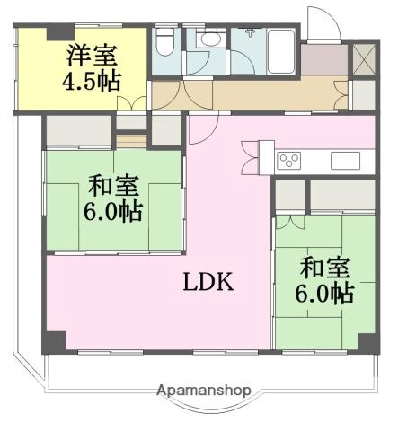 ライオンズマンション道後姫塚第Ⅰ(3LDK/7階)の間取り写真