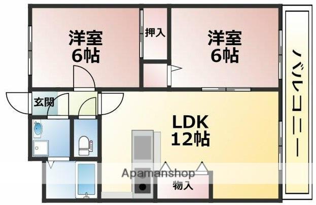 メジャーコートMY(2LDK/2階)の間取り写真