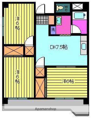 第85杉フラット(3DK/7階)の間取り写真
