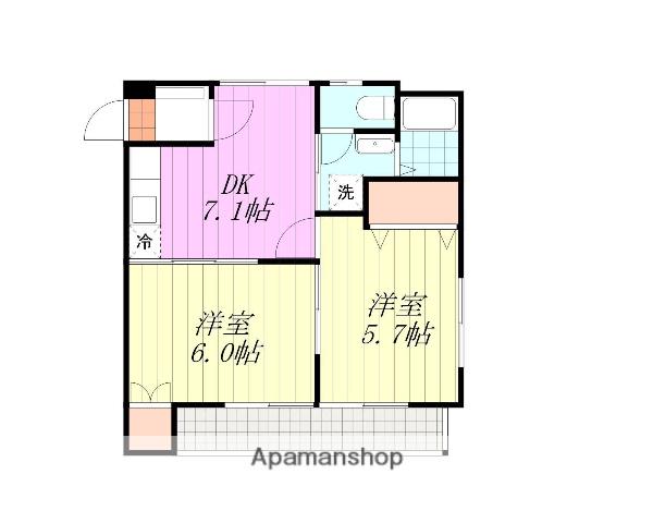 ヴィータファミール(2DK/4階)の間取り写真