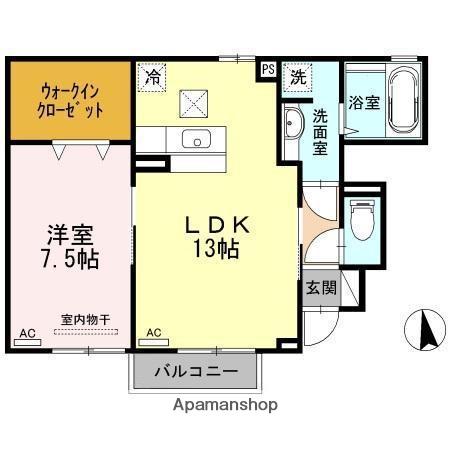 SEJOUR WHITE(1LDK/1階)の間取り写真