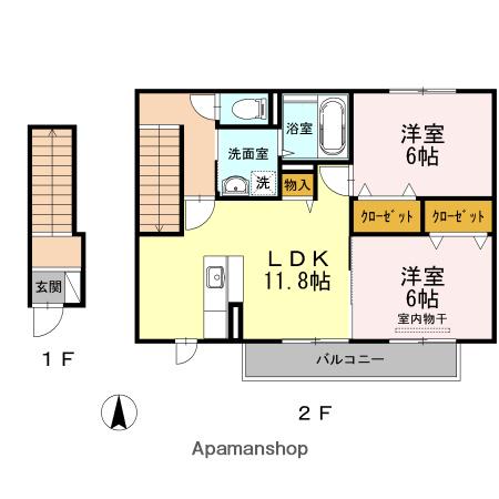パルハイブリッジⅡ(2LDK/2階)の間取り写真