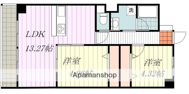 松山グランドハイツ(2LDK/2階)の間取り写真