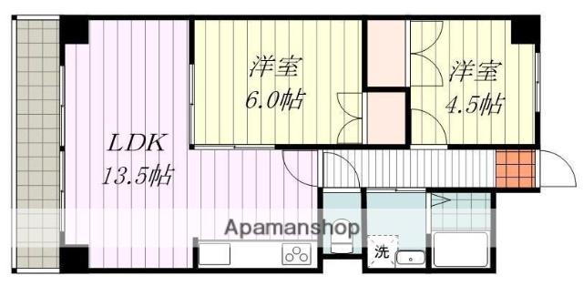 松山グランドハイツ(2LDK/5階)の間取り写真