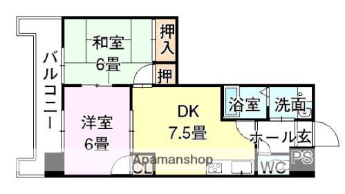 第1ゴトービル(2DK/3階)の間取り写真