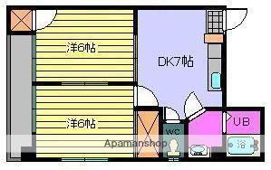 シャトレー小坂(2DK/4階)の間取り写真