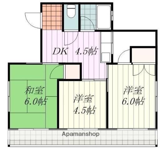 ノートル・パルテール(2DK/2階)の間取り写真