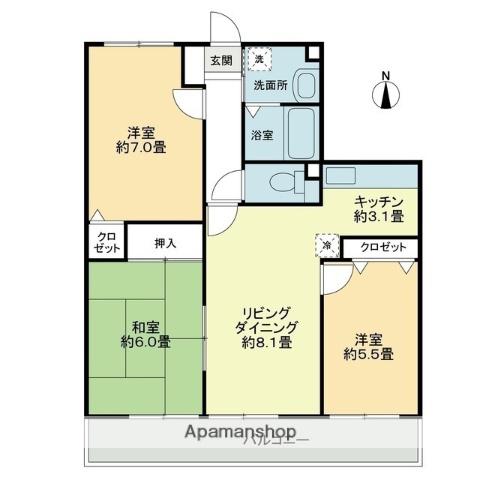 フォブール平井(3LDK/2階)の間取り写真